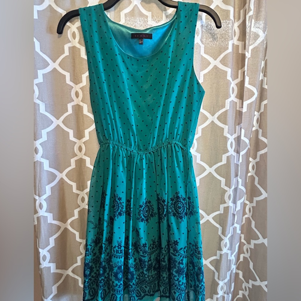 Tenki Teal Boho Polka Dot Fit & Flare Dress - Perfect Spring dress